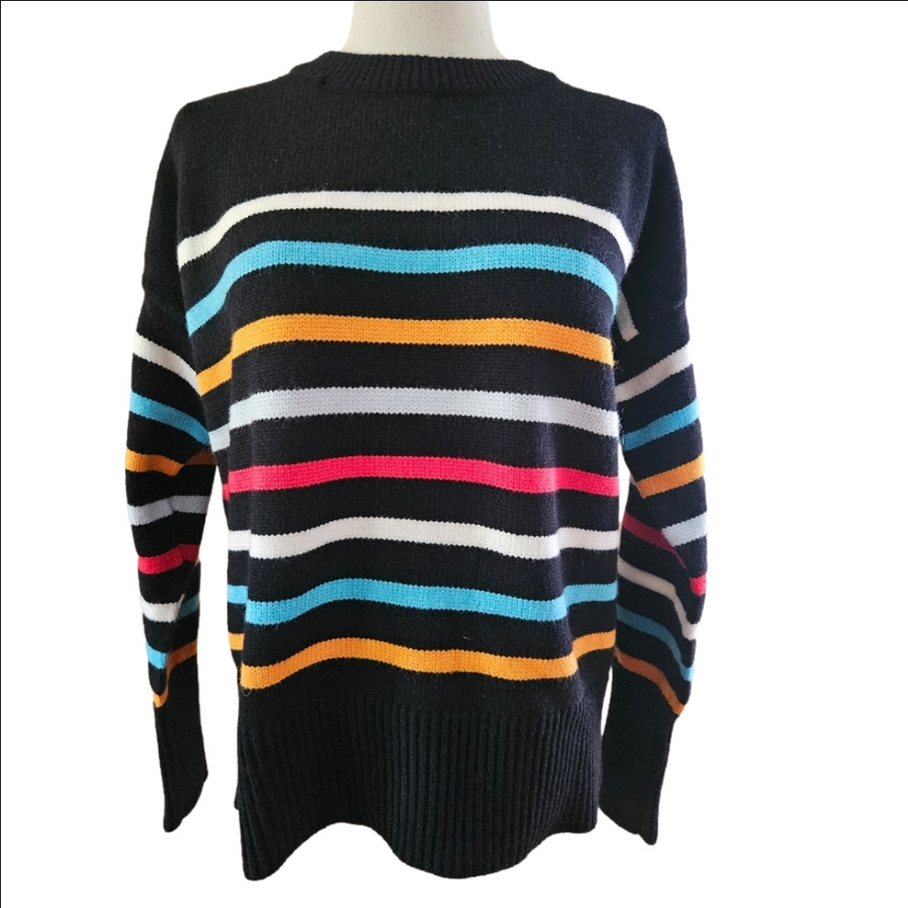 Philosophy Super Soft Striped Black Crewneck Sweater-Size XSmall